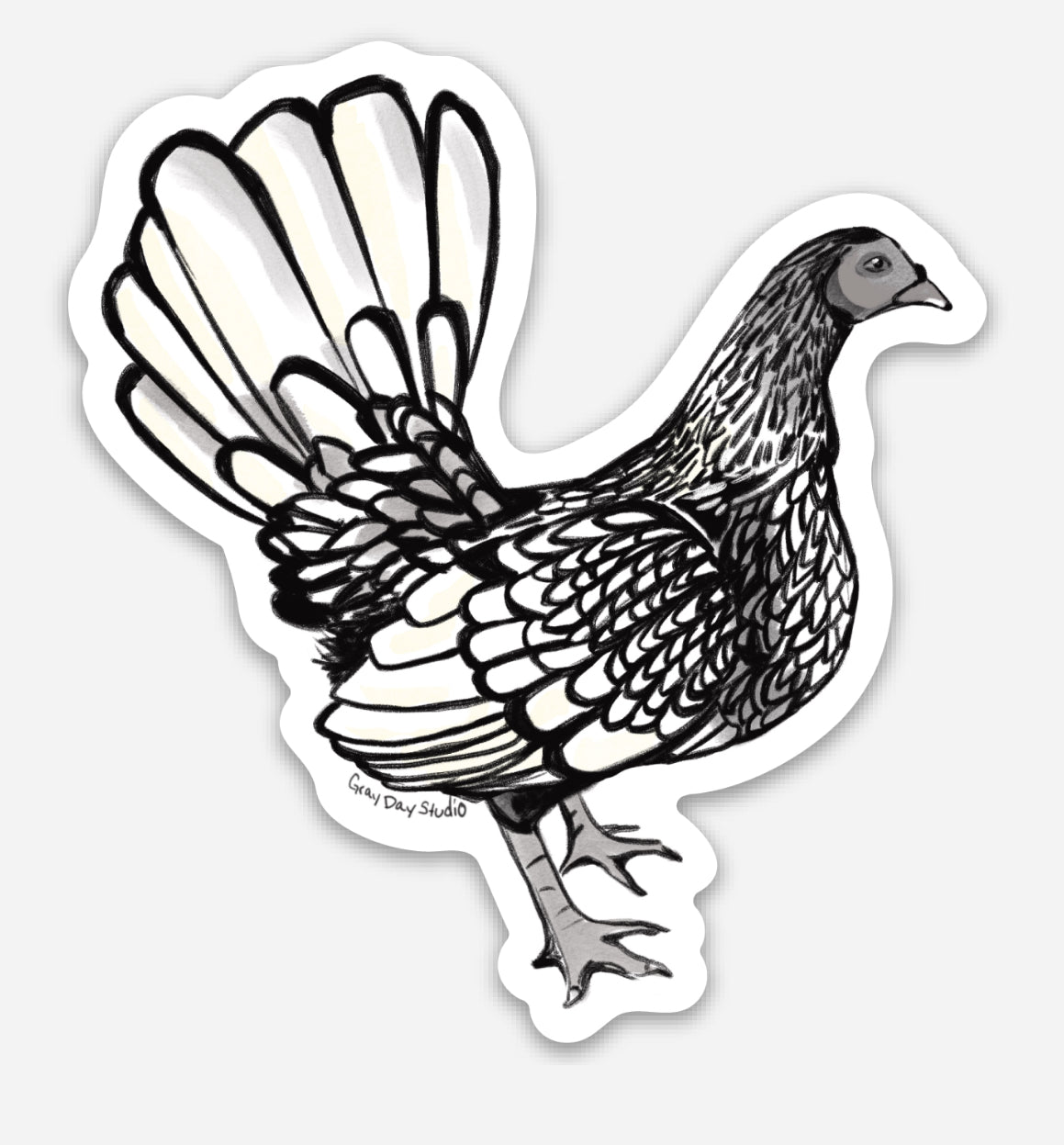 Black and White Chicken Sticker, farm art, STICKER - Stickers &amp; Magnets