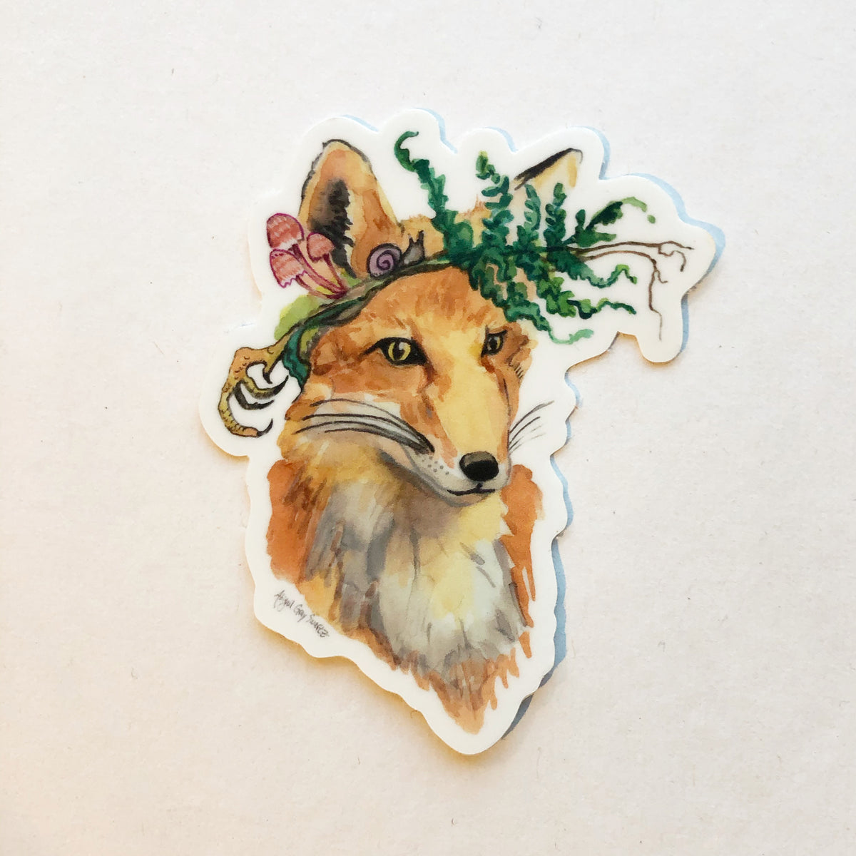 Foraging Fox, portrait, animal STICKER, woodland creature- Stickers &amp; Magnets