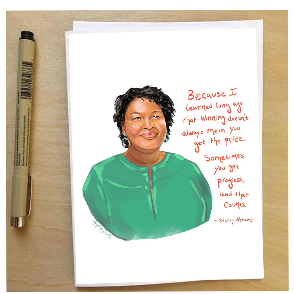 Stacey Abrams Portrait, Card--Greeting Card