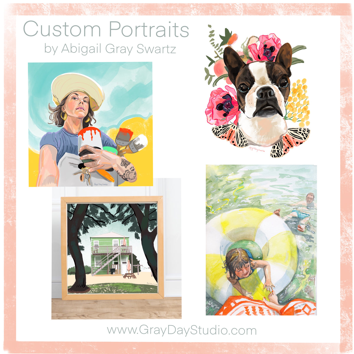 Custom Portrait, Gift Certificate, pet portrait, house portrait, people portrait