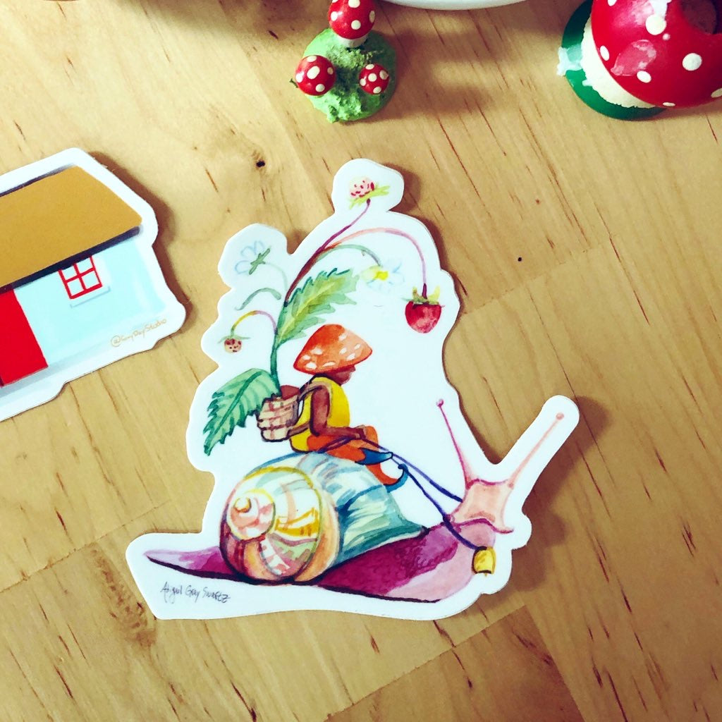 Snail Gnome, portrait, woodland forest STICKER - Stickers &amp; Magnets