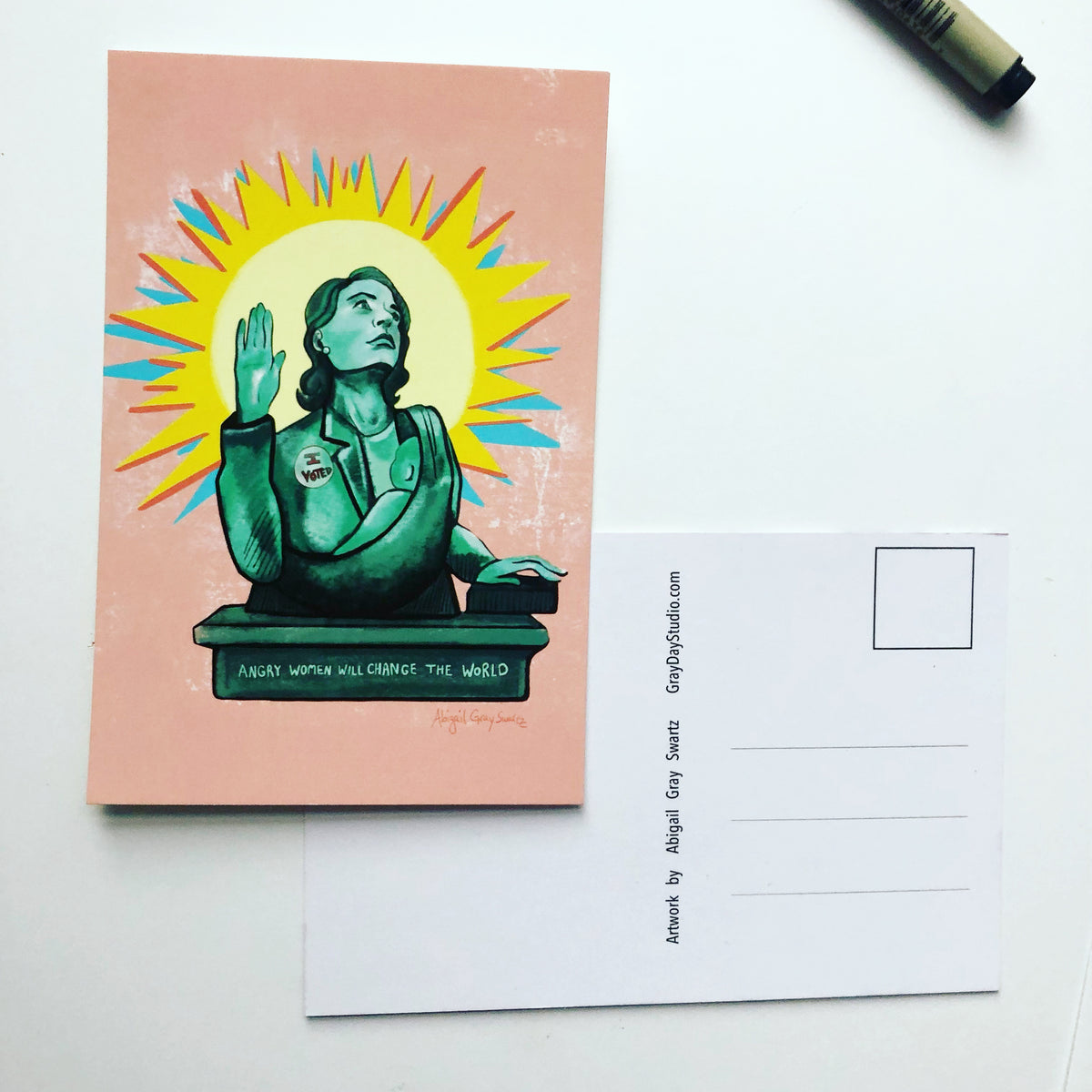 Angry Women Will change the World, political postcard, write your representatives--Greeting Card