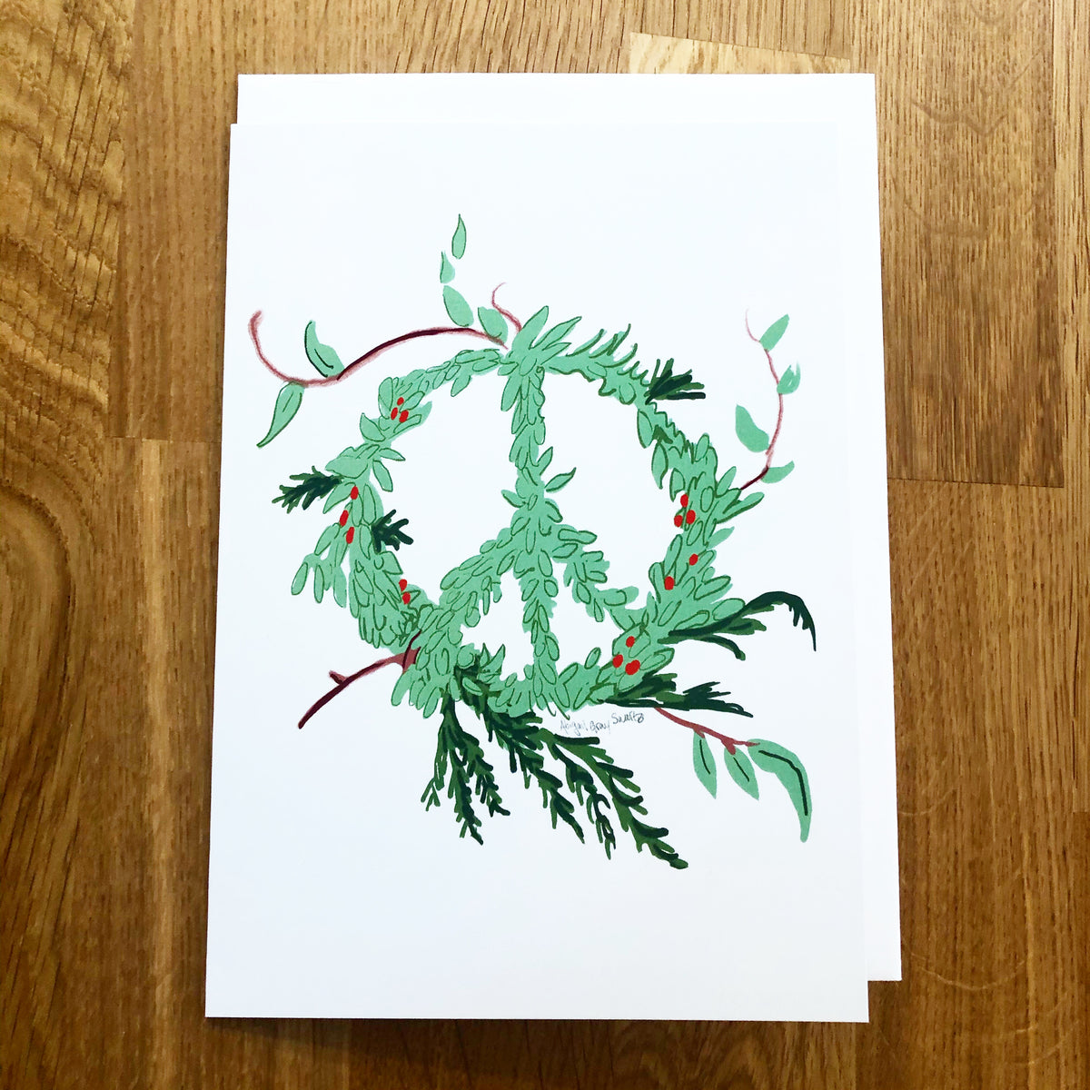Peace Wreath, Winter card, Holiday greeting card