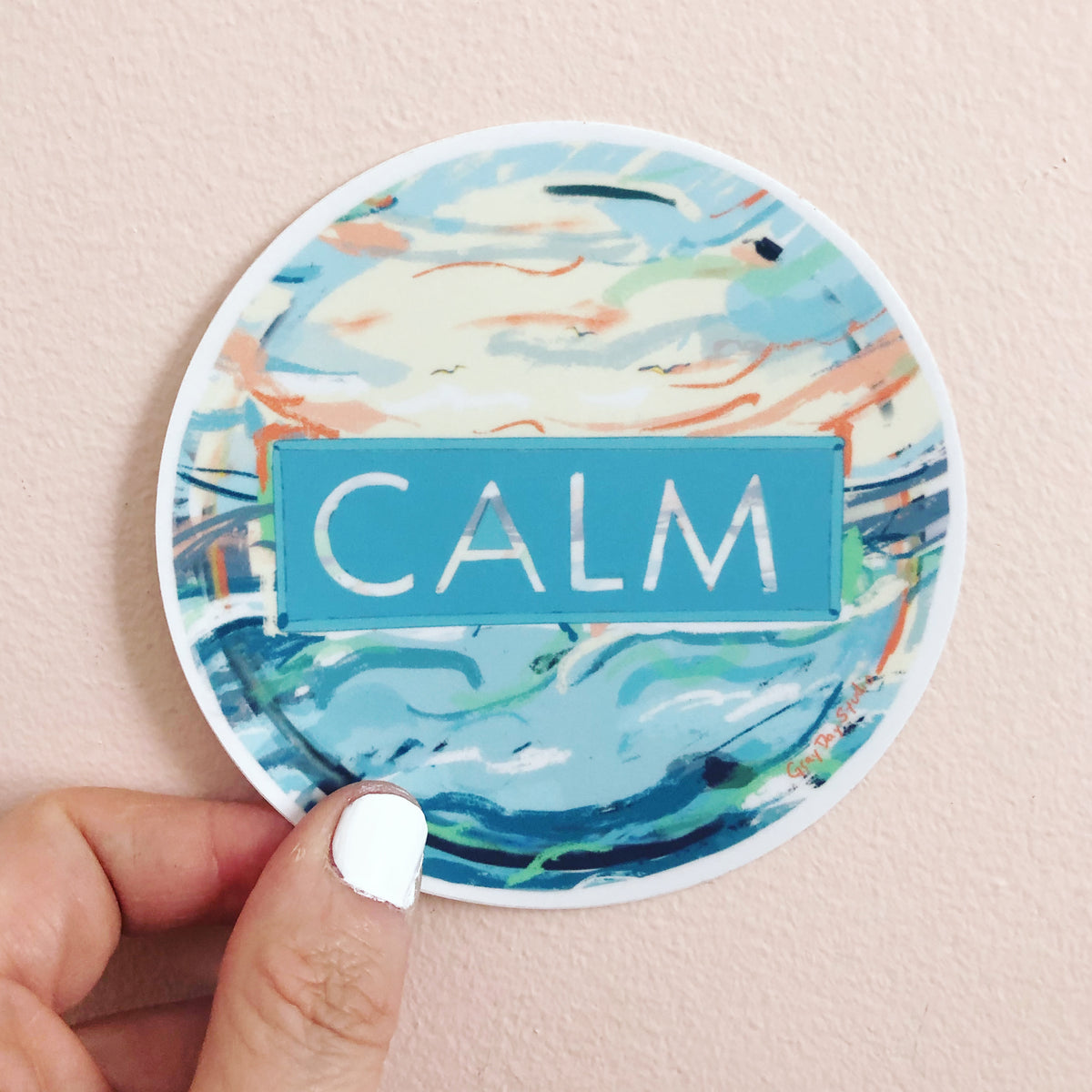 CALM STICKER, ocean inspired hand lettered sticker - Stickers &amp; Magnets