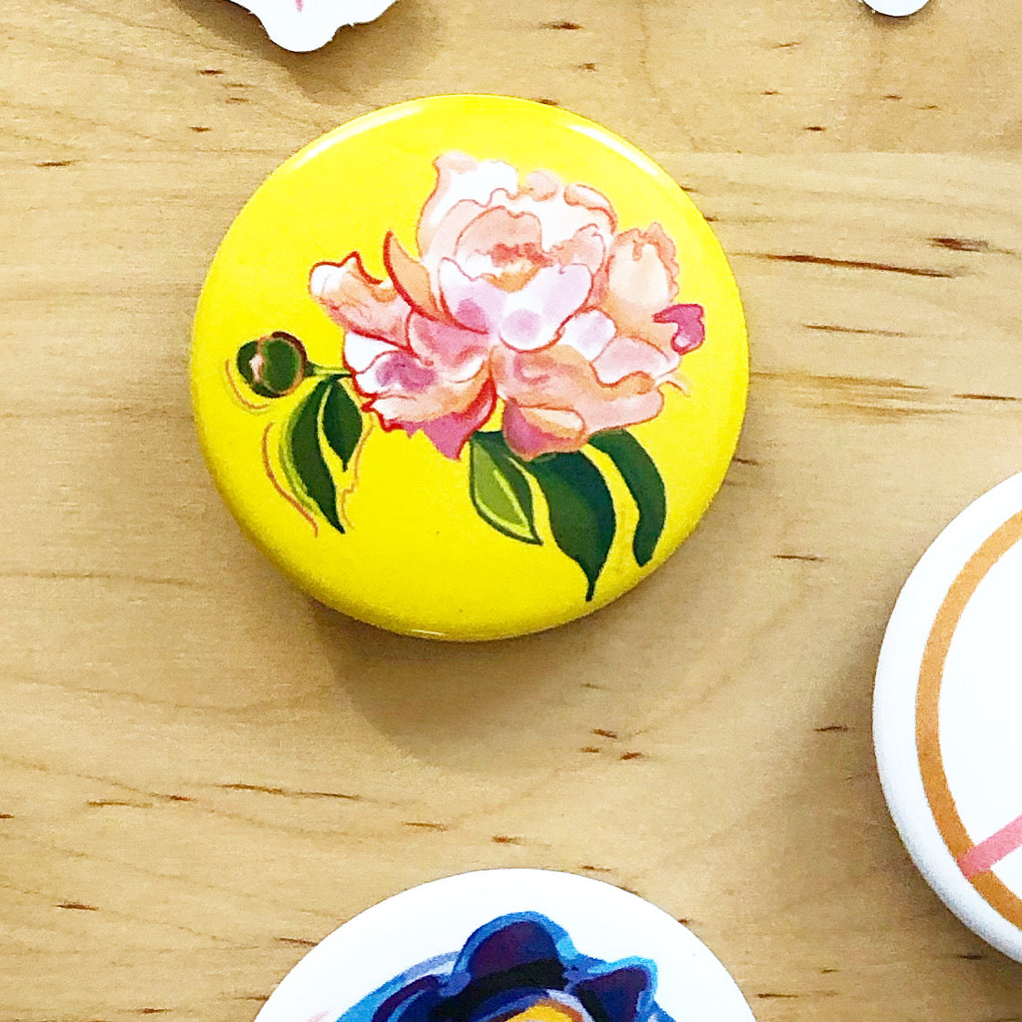 Peony Duo, Floral Pin Swag, button- Pins