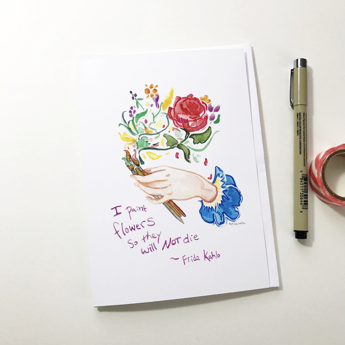Bringing Home Flowers--Greeting Card