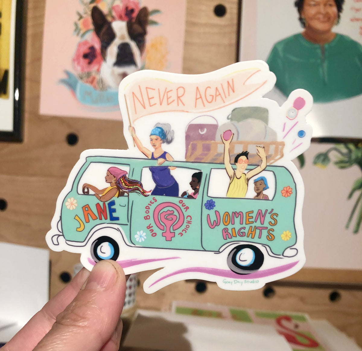 Jane Bus, womens rights reproductive rights- STICKER, Stickers &amp; Magnets