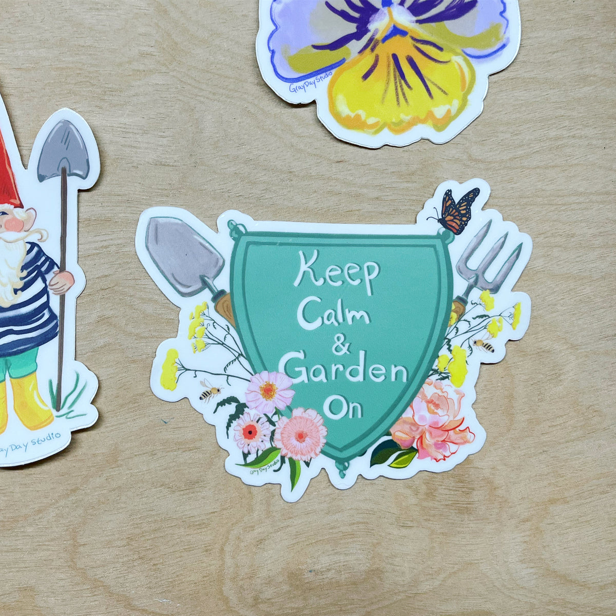Keep Calm and Garden On, Gardening sticker- Stickers &amp; Magnets