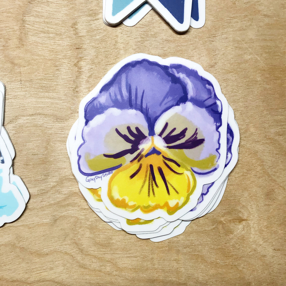 Single Pansy sticker, floral sticker- Stickers &amp; Magnets