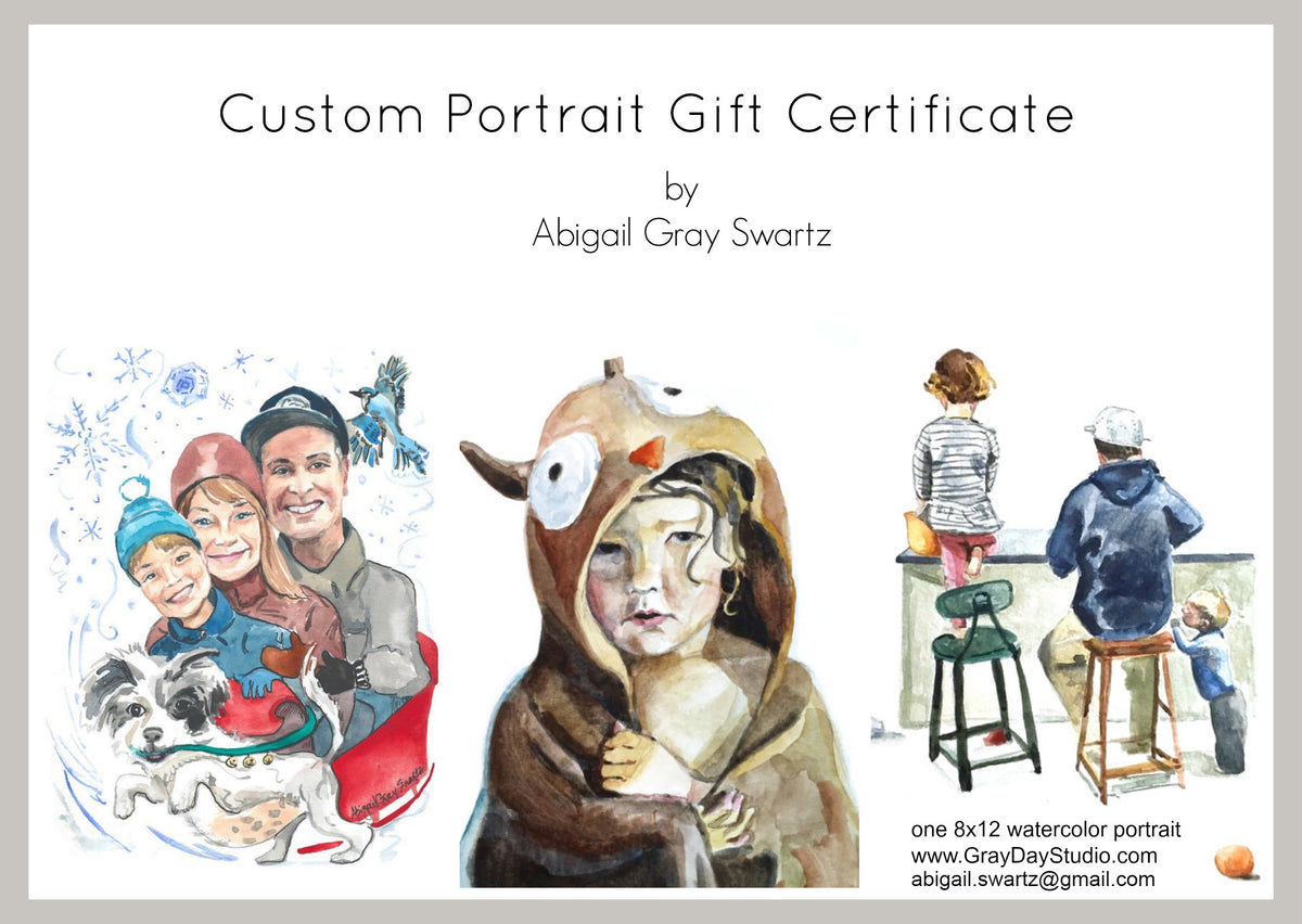 Custom Portrait, Gift Certificate, pet portrait, house portrait, people portrait