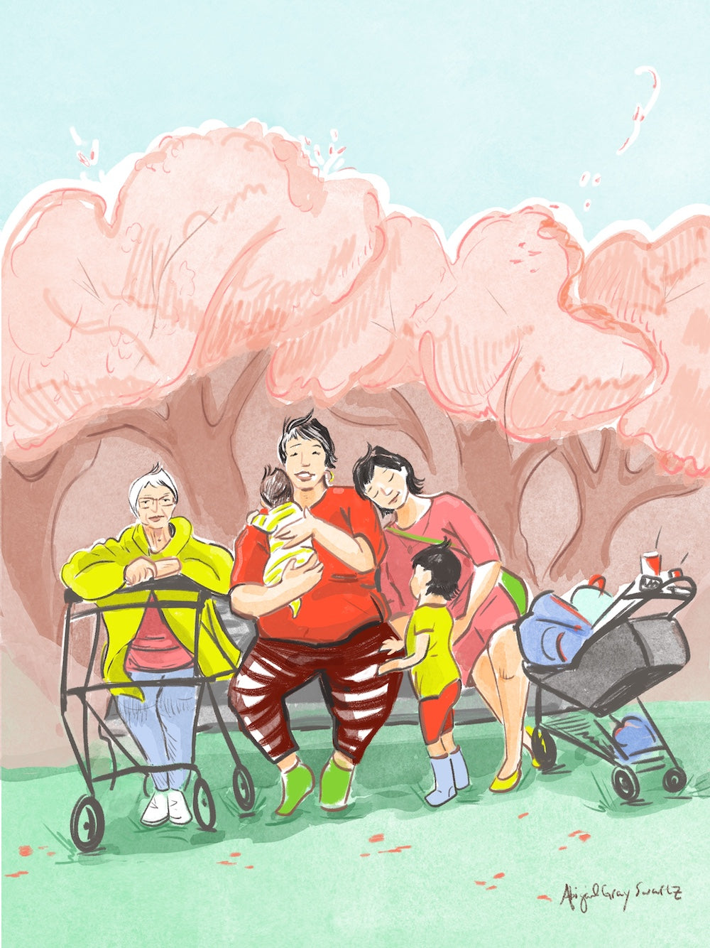 "Four generations in the park"