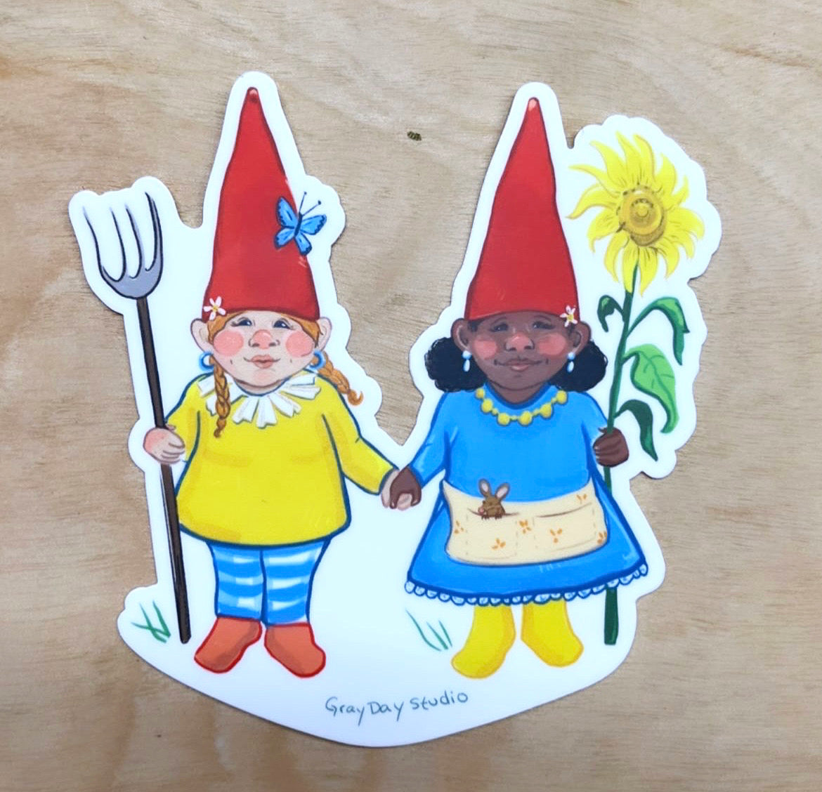 Lady Garden Gnomes sticker, Gardening sticker- Stickers &amp; Magnets
