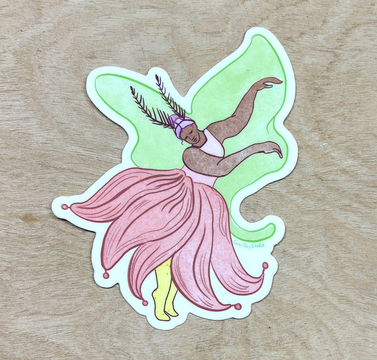 Luna Moth Fairy, floral Sticker, illustration - Stickers &amp; Magnets