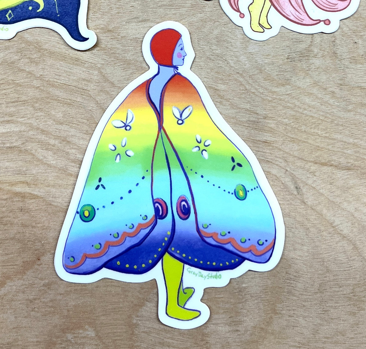 Rainbow Moth Pride fairy Sticker, illustration - Stickers &amp; Magnets