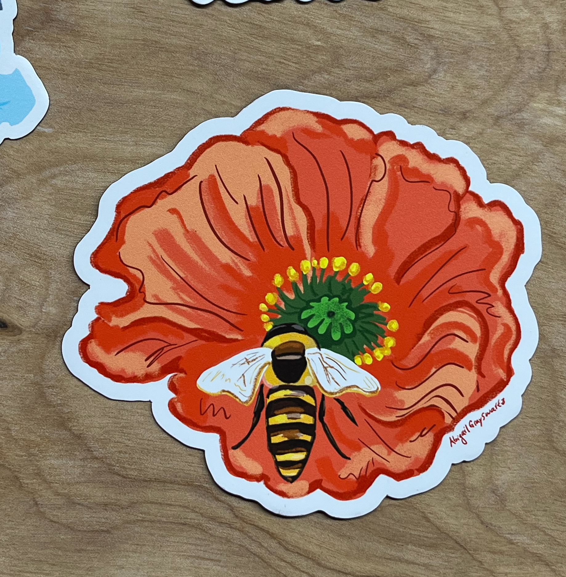 Poppy and Bee Magnet - MAGNET stickers & magnets - GrayDayStudio
