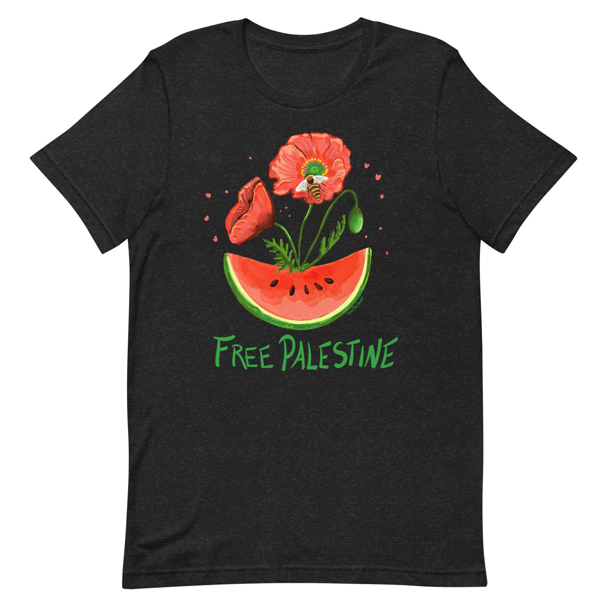 Free Palestine, Watermelon and Poppy T-Shirt