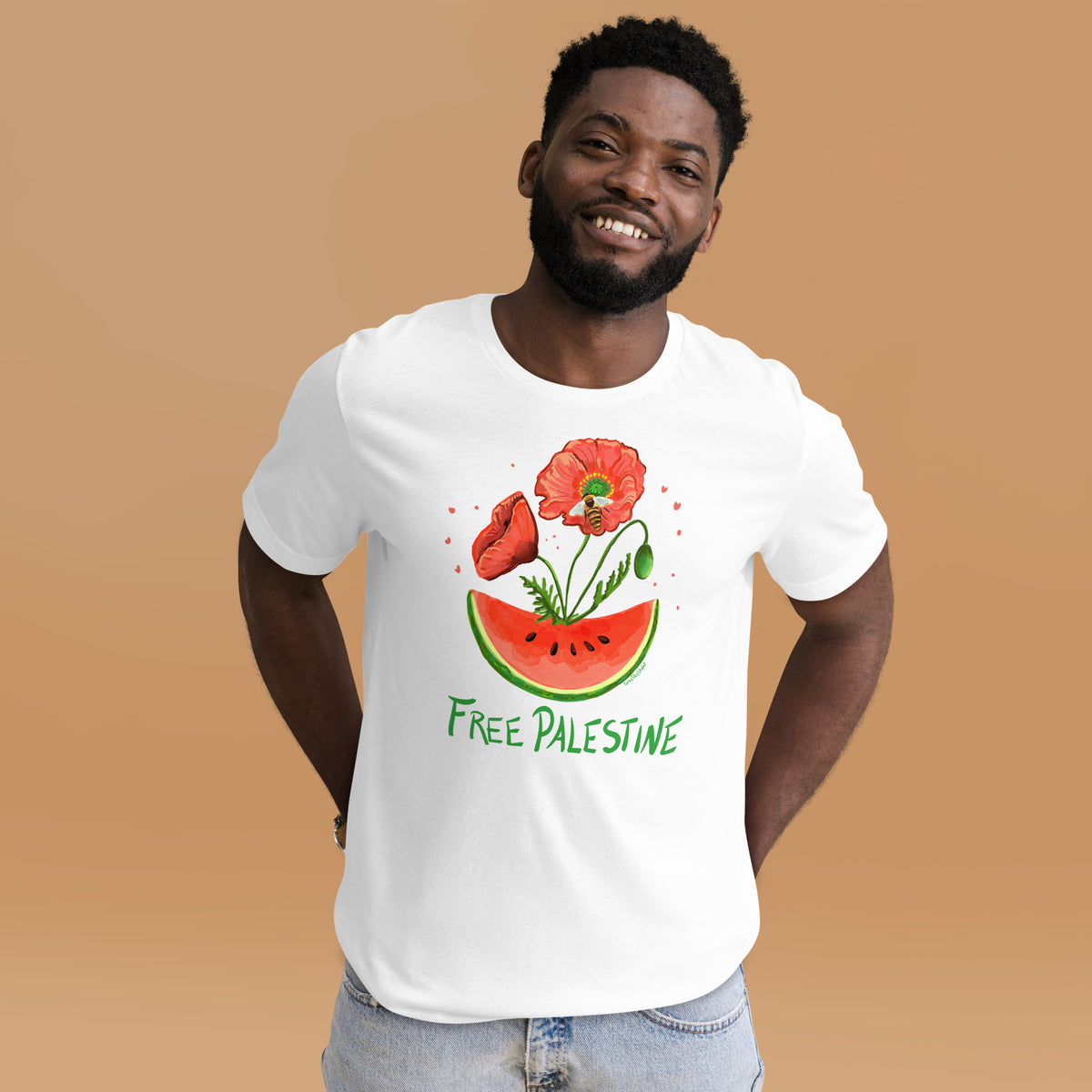 Free Palestine, Watermelon and Poppy T-Shirt
