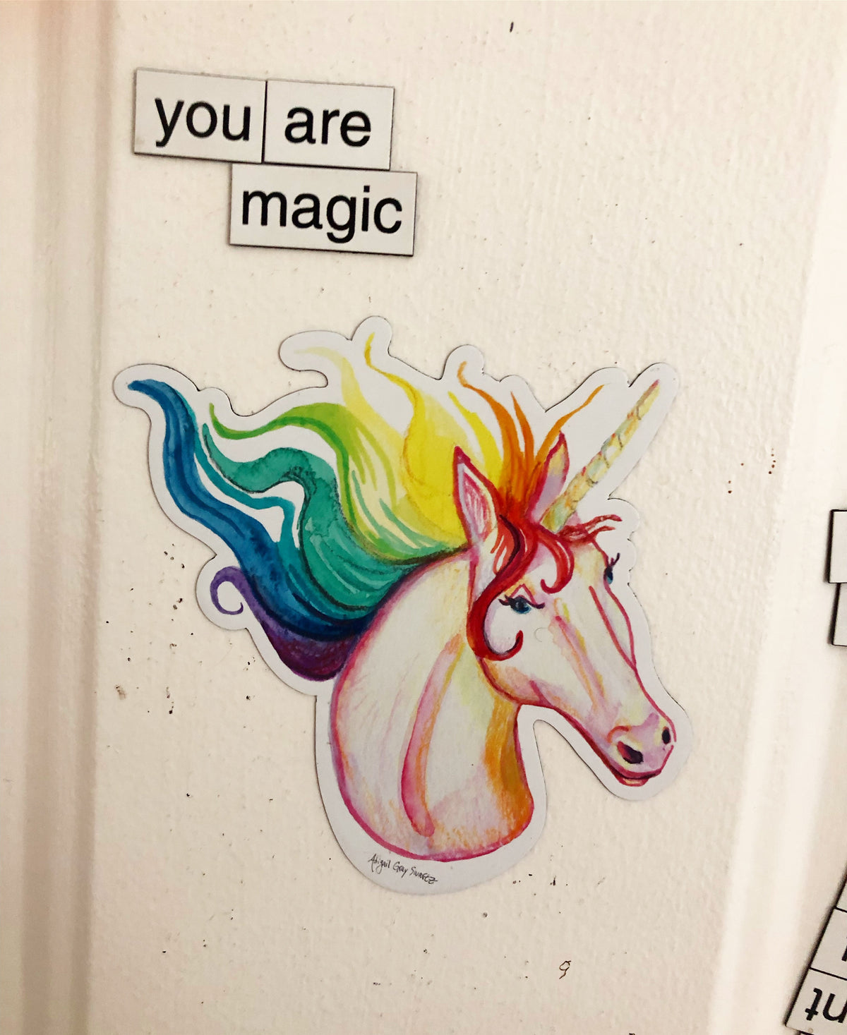 Rainbow unicorn, portrait, MAGNET - Stickers &amp; Magnets