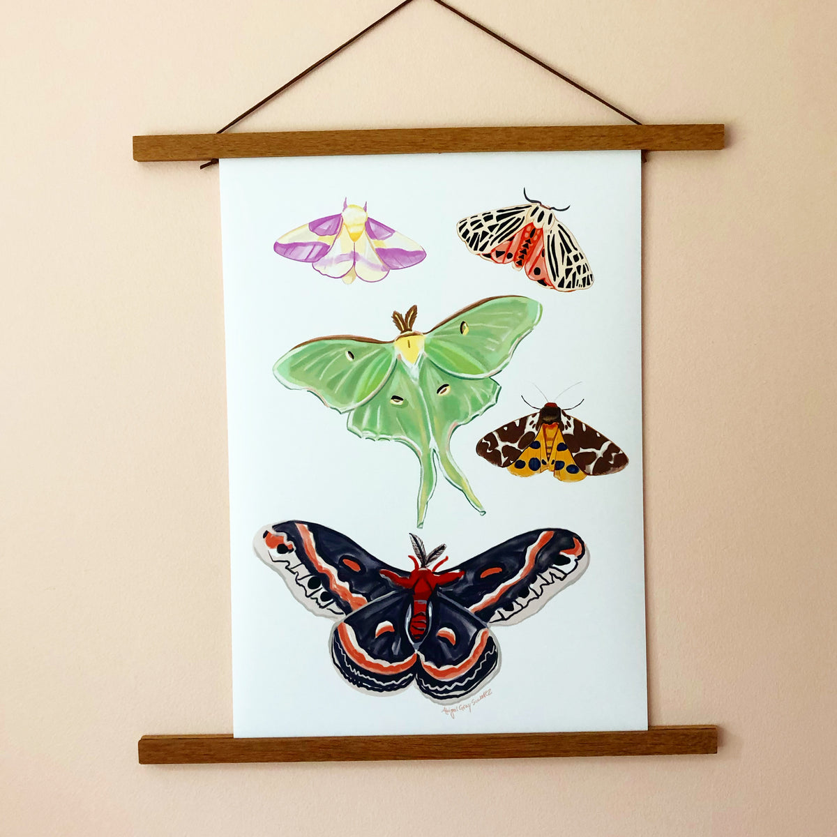 Moths, digital painting Large print --Print