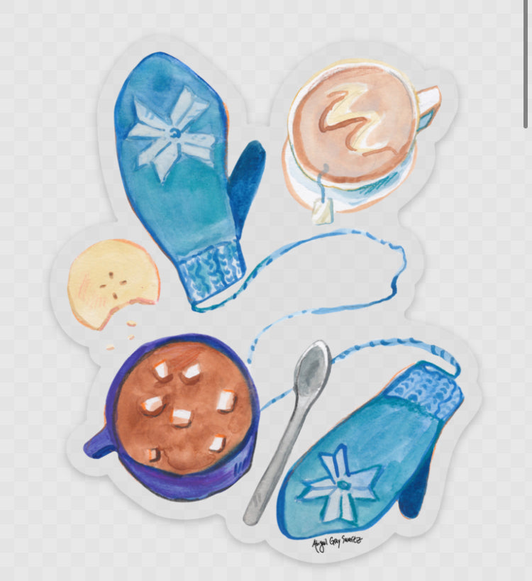 Winter Mittens and Hot Cocoa sticker - Stickers &amp; Magnets