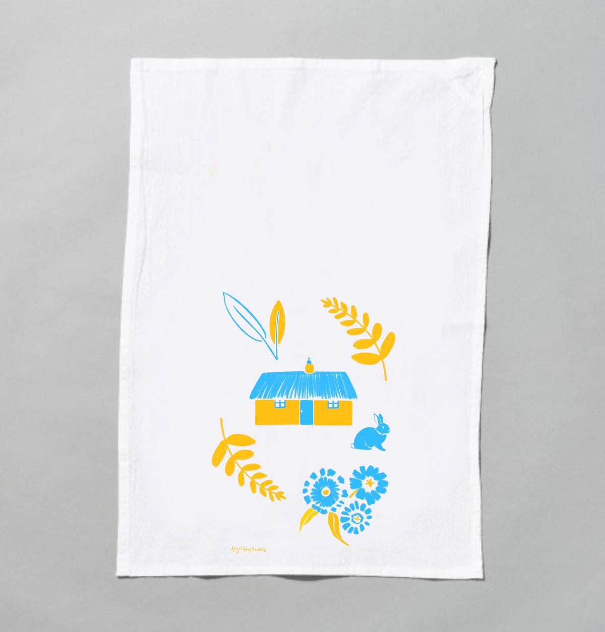 Set of 3 Tea towels, Flour sack screen print tea towel, by Abigail Gray Swartz