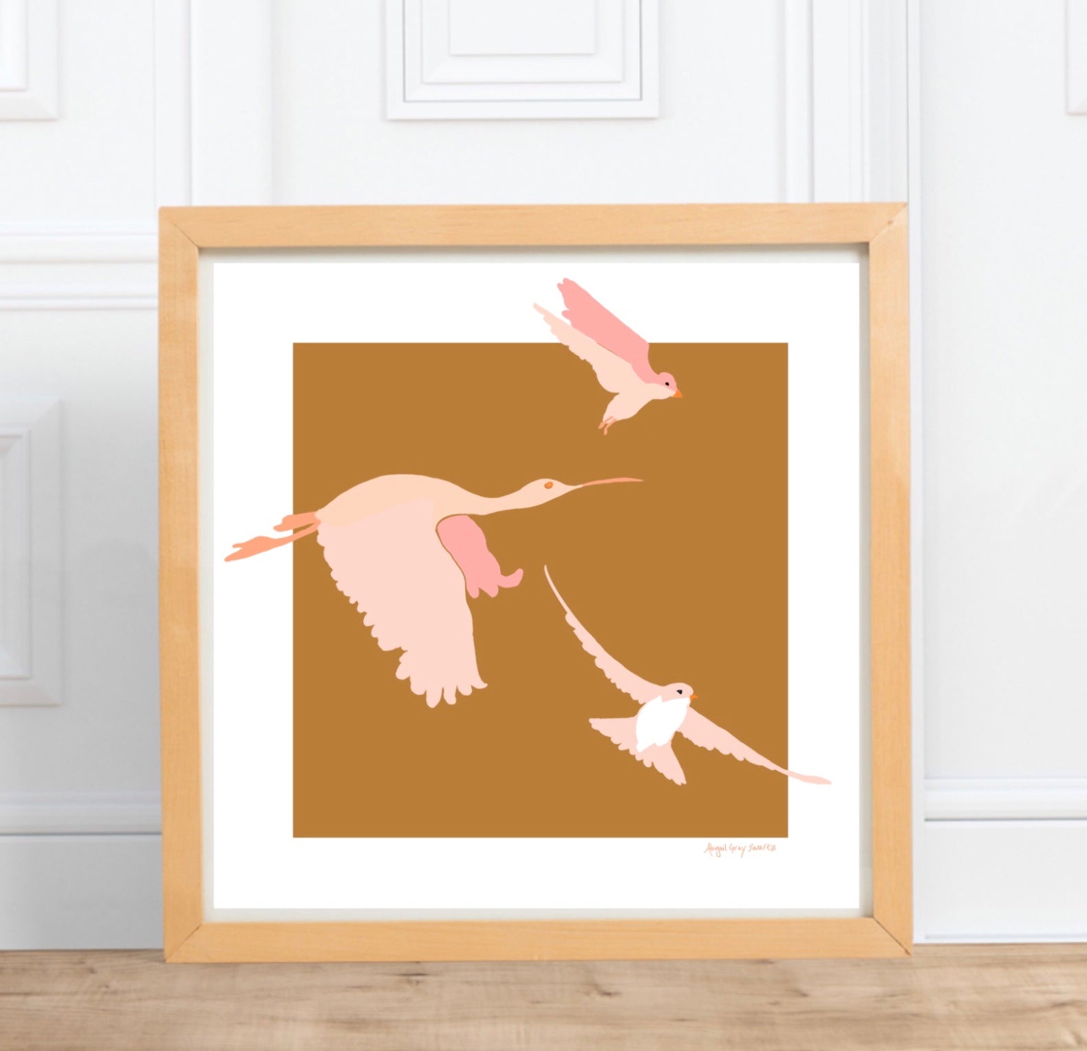 birds flying, pink birds, baby room decor, gallery wall art, bird print, bird art, bird artwork