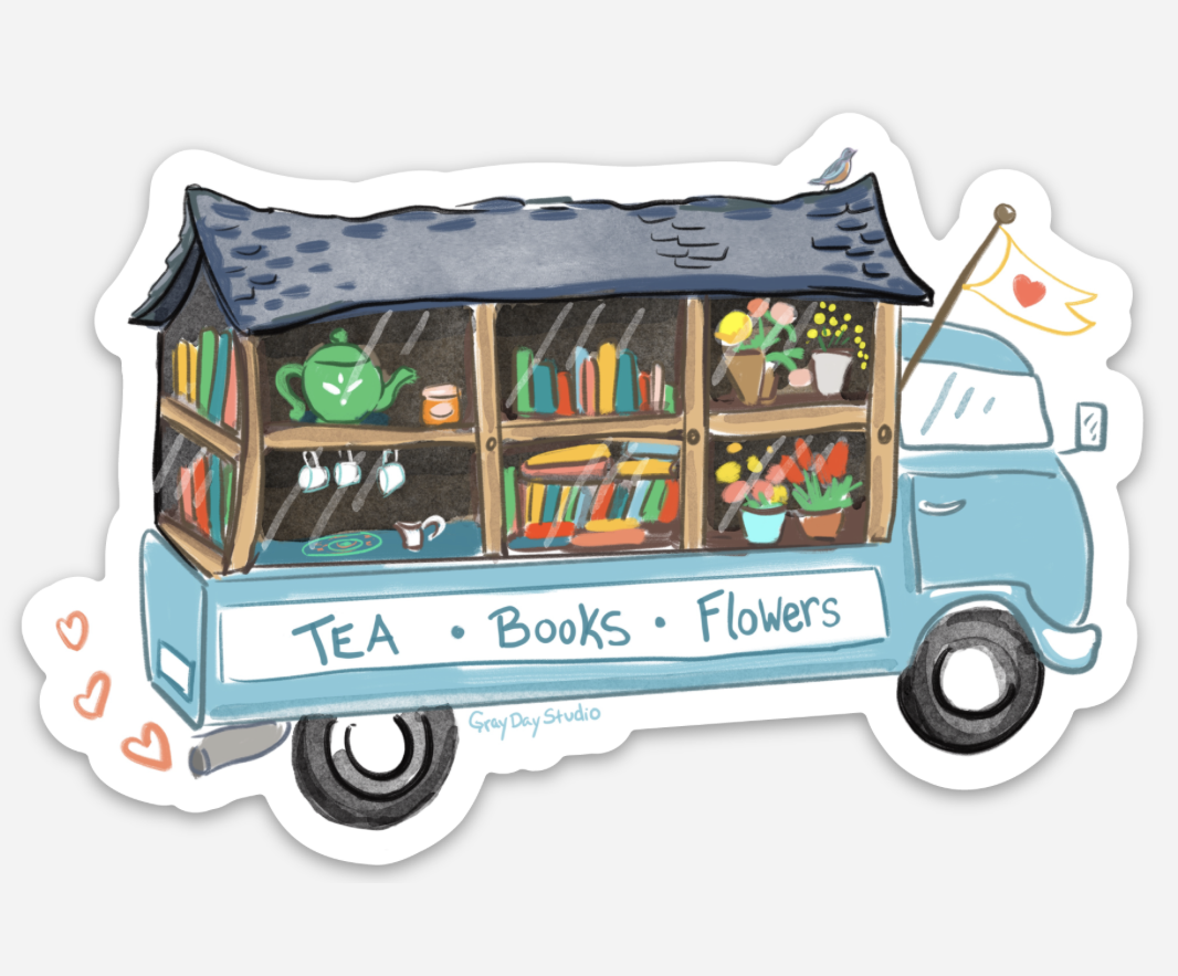 Bookmobile sticker, waterbottle, laptop decoration- Stickers &amp; Magnets