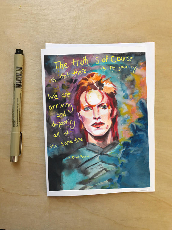 David Bowie Portrait, quoted greeting card--Greeting Card