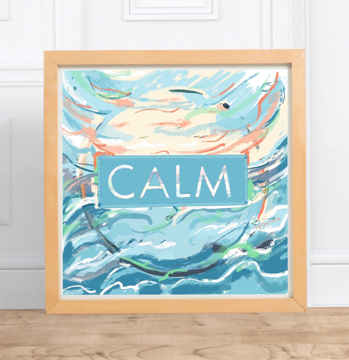 Calm || digital watercolor, motivational seaside painting --Print