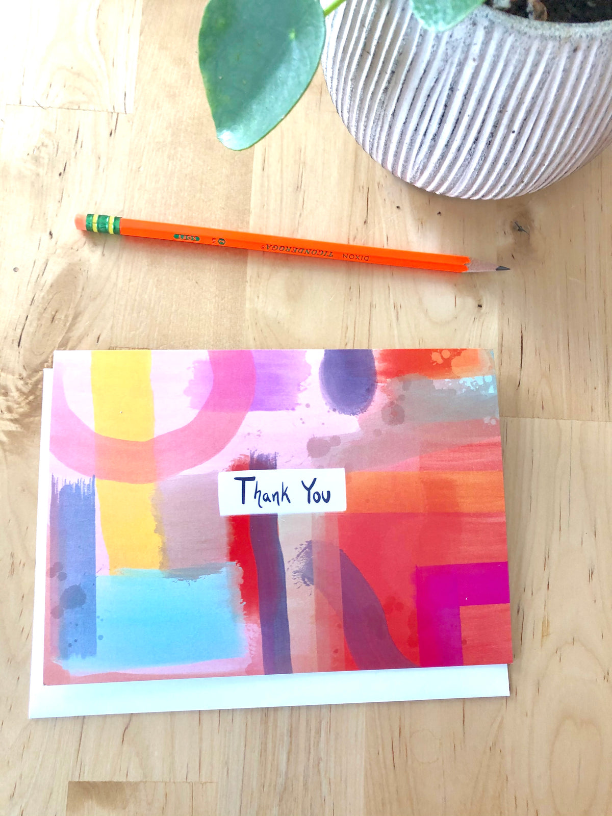 Colorful Thank You Greeting Card, Abstract colorful painting --Greeting Card