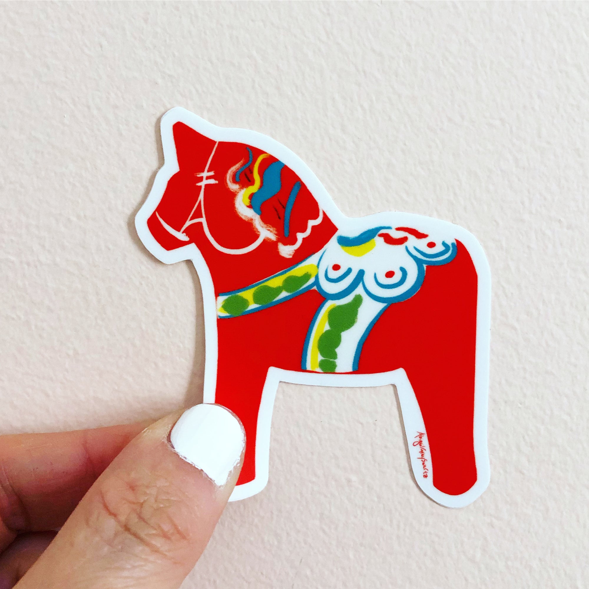 Dala horse sticker, swedish sticker by Abigail Gray Swartz