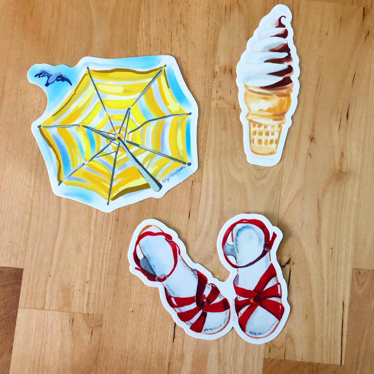 Red sandals, summertime STICKER, waterbottle, laptop decoration- Stickers &amp; Magnets
