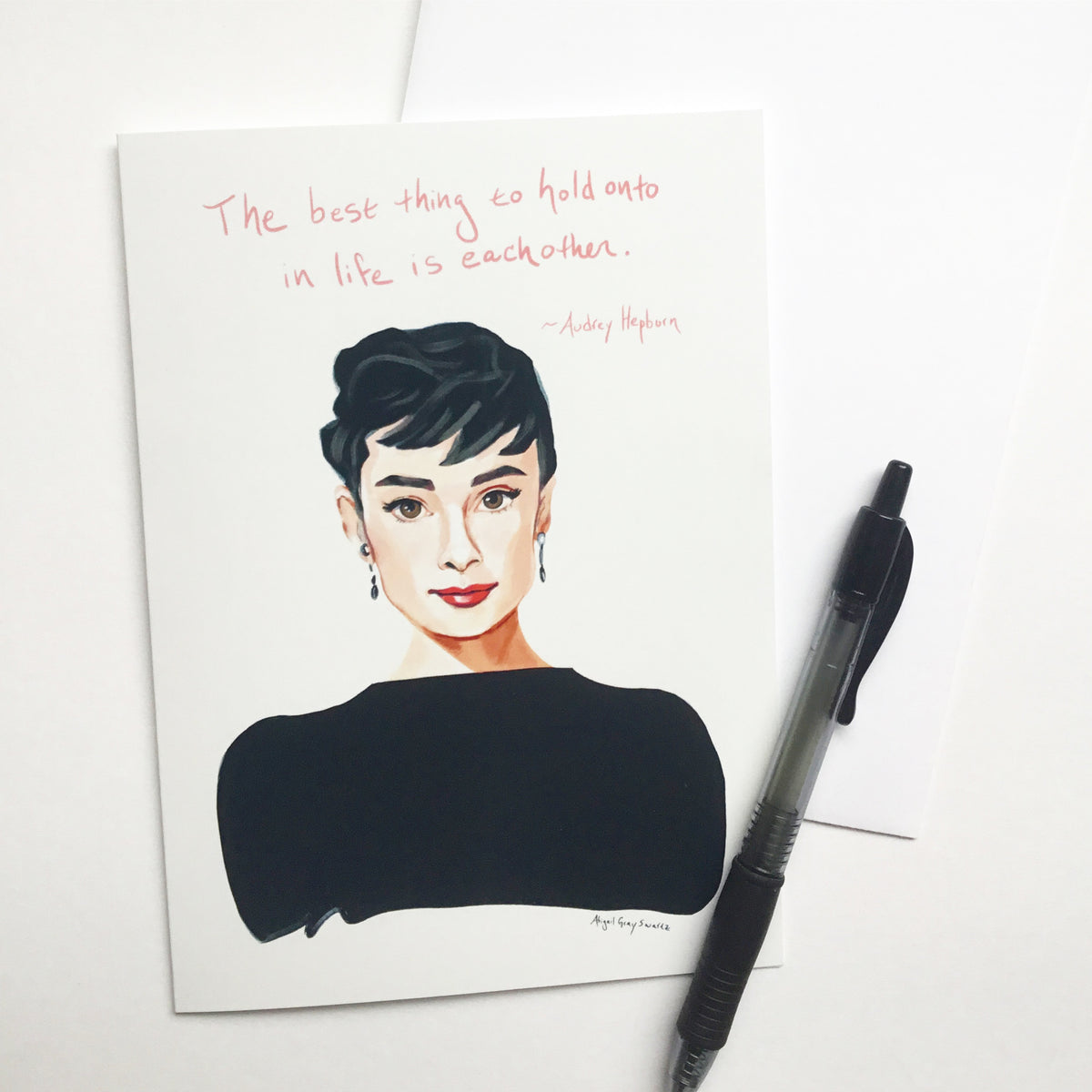 Audrey Hepburn, portrait card and inspiring quote --Greeting Card