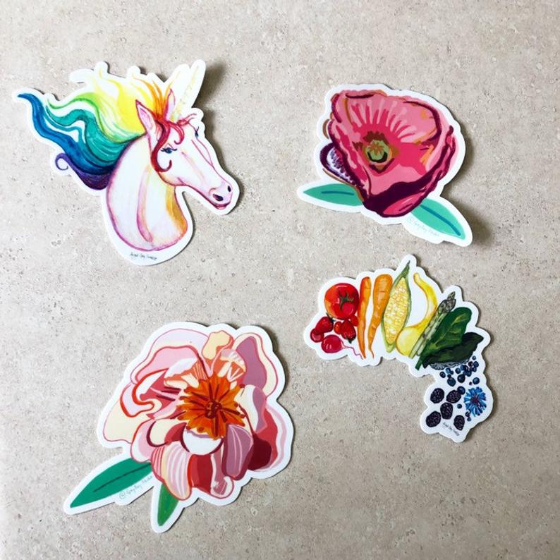 Pollinator Parade, sunflower, floral STICKER - Stickers &amp; Magnets