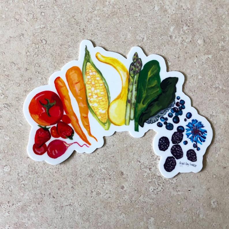 Food Rainbow, veggies and fruits, healthy, STICKER - Stickers &amp; Magnets