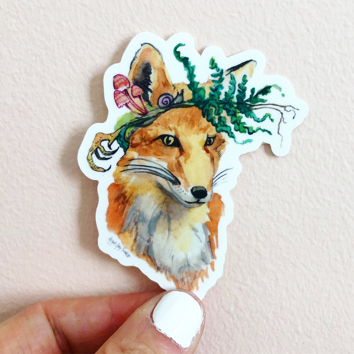 fox portrait sticker, woodland sticker by Abigail Gray Swartz