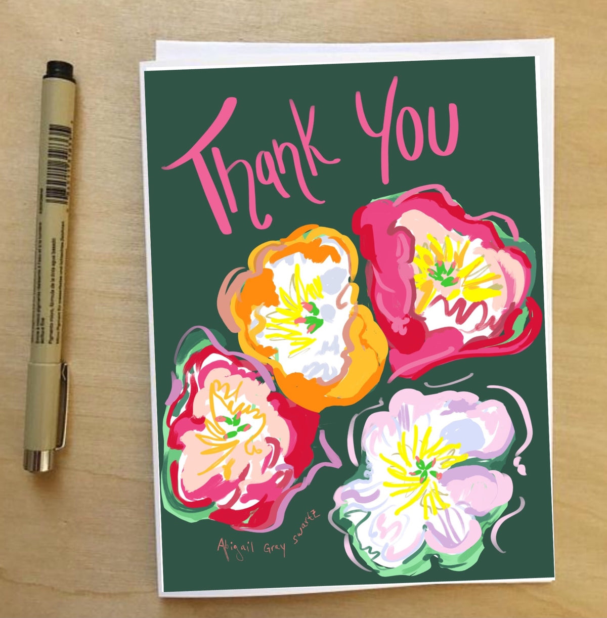 Thank You, peonies --Greeting Card