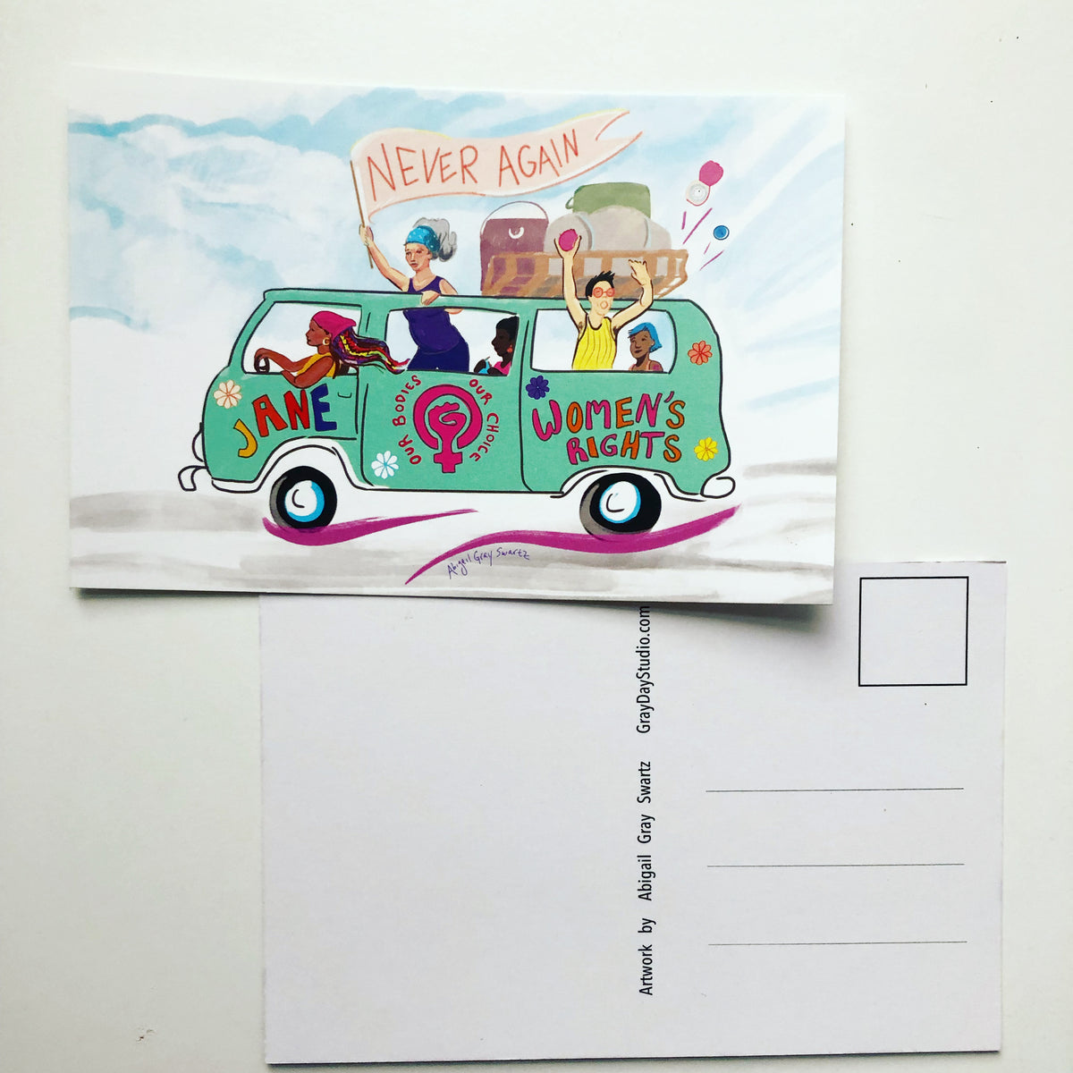 Jane Bus, political postcards, write your representatives--Greeting Card