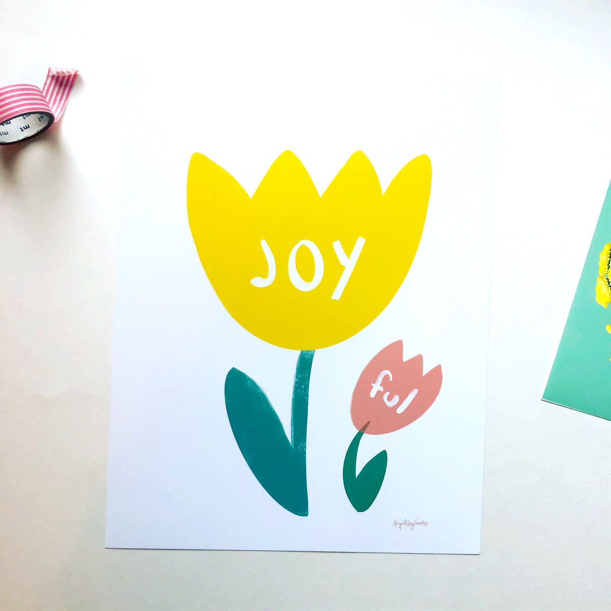 Joyful tulip print || watercolor floral print--Print