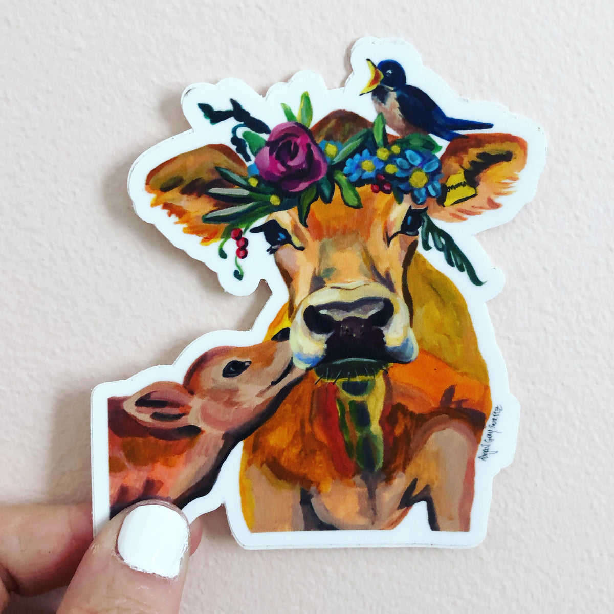 Mamma Cow Sticker, portrait, animal STICKER, Farmyard- Stickers &amp; Magnets