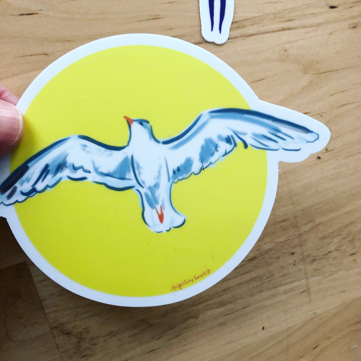 Seagull Sticker, sun and bird sticker, waterbottle, laptop decoration- Stickers &amp; Magnets