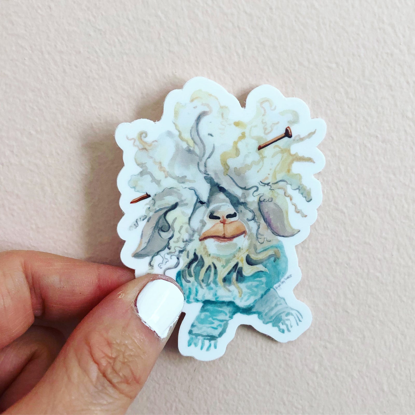 knitting sheep sticker, wooly sticker by Abigail Gray Swartz