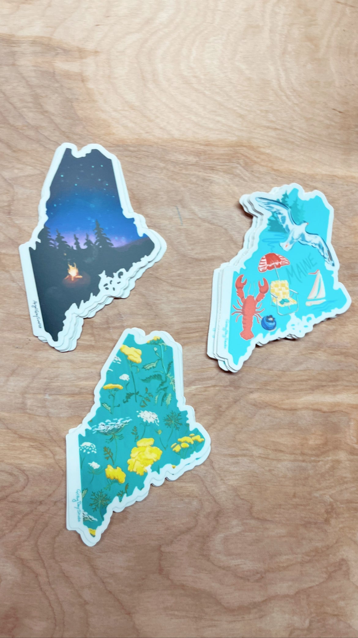 Autumn in Maine sticker, state of Maine- Stickers & Magnets - GrayDayStudio