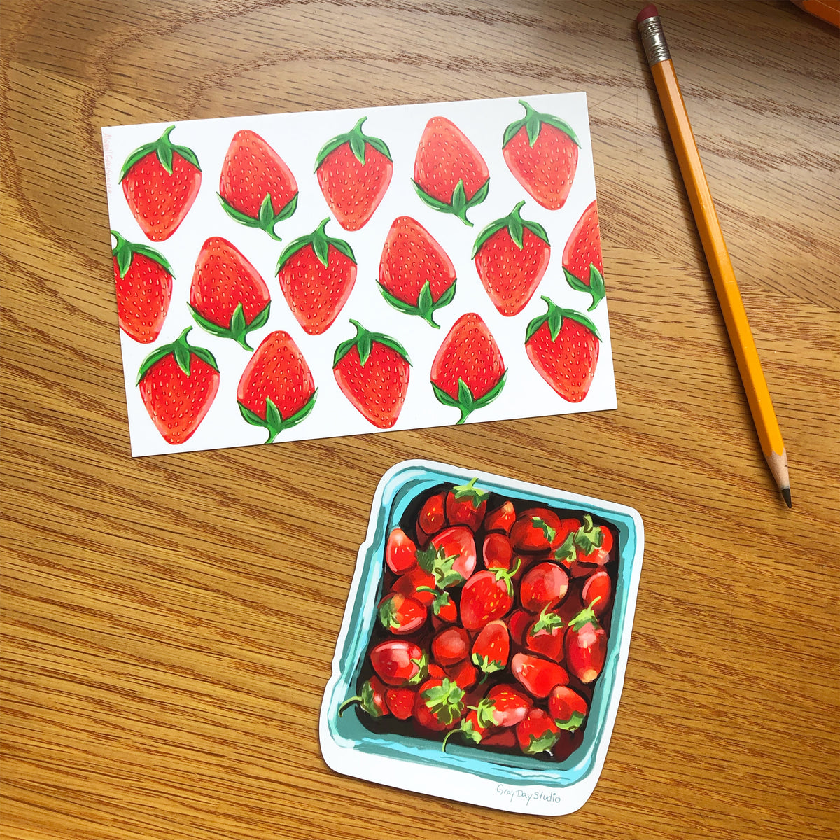 Strawberry postcard --Greeting Card