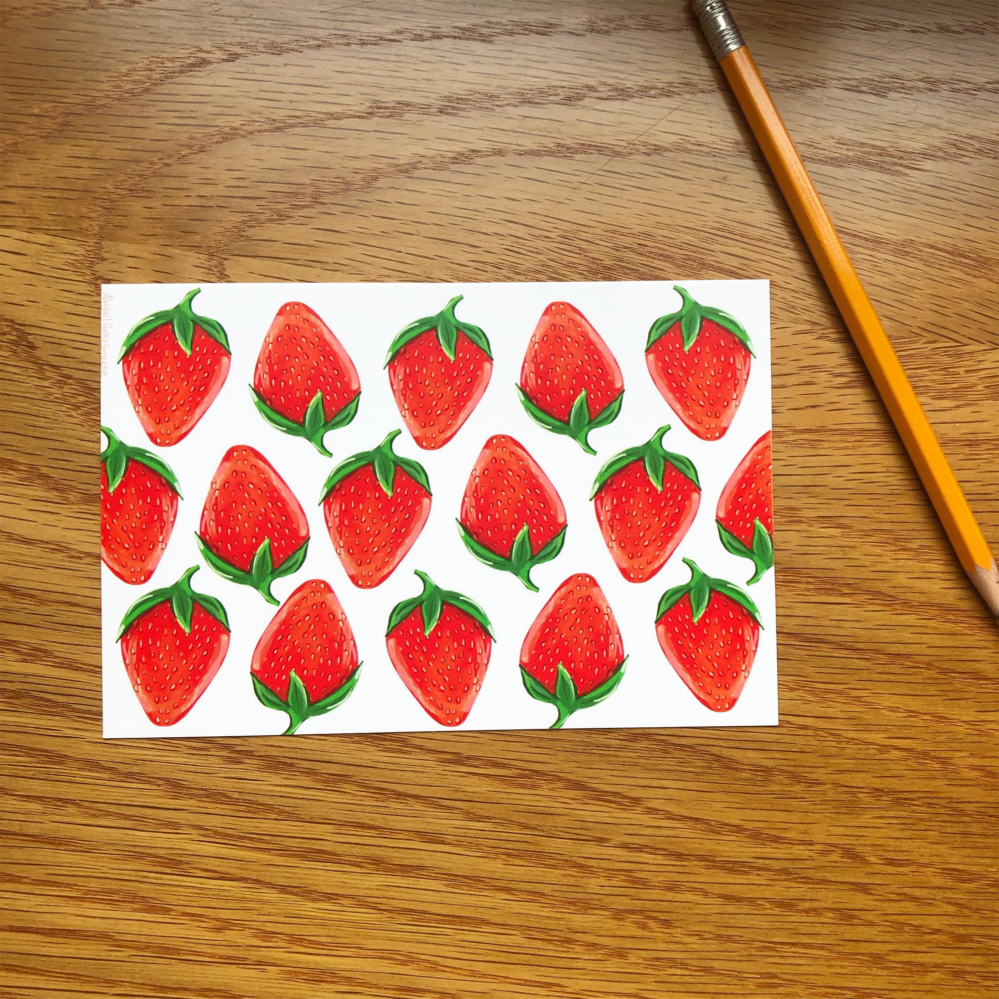 strawberry postcard by Gray Day Studio, made in Maine