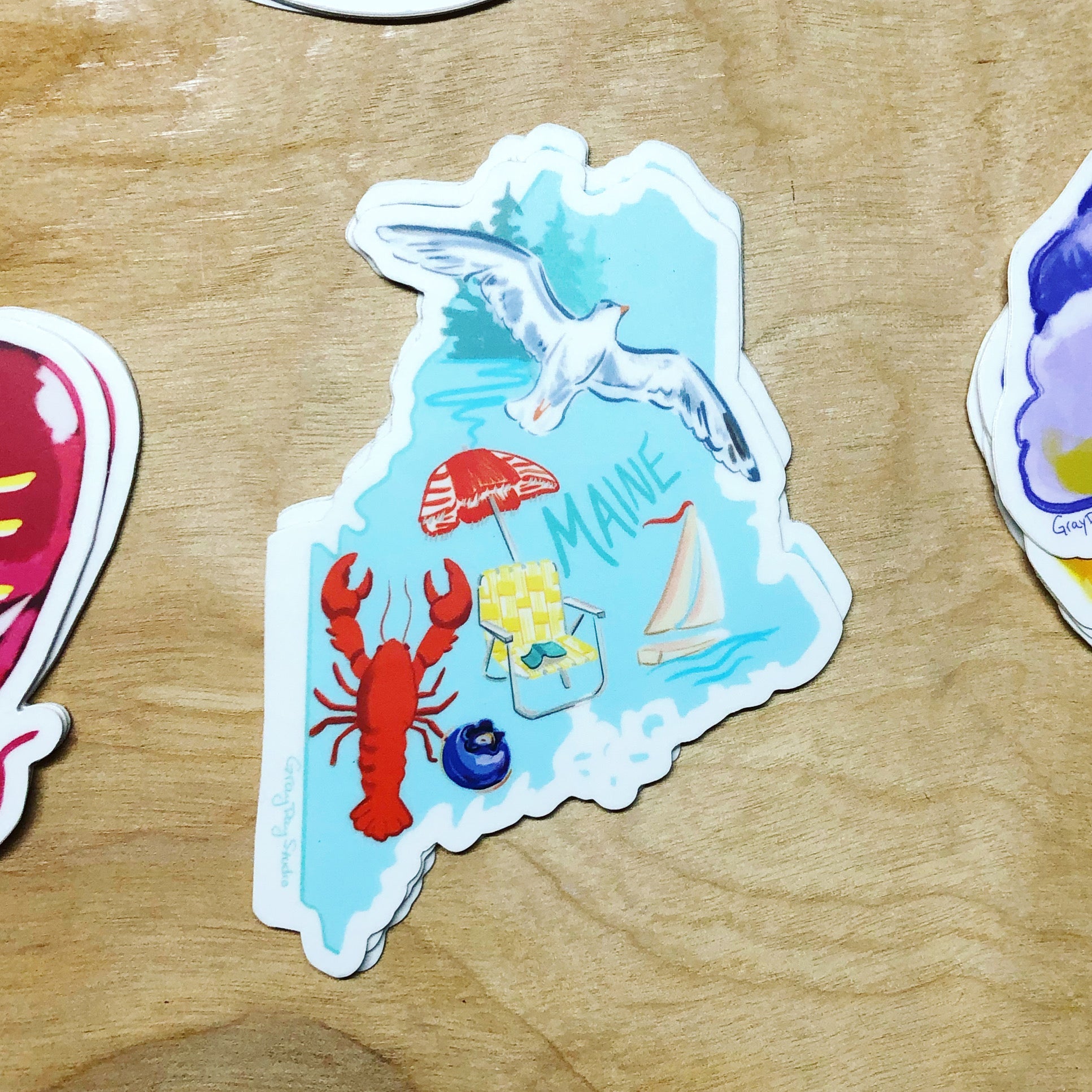 Autumn in Maine sticker, state of Maine- Stickers & Magnets - GrayDayStudio