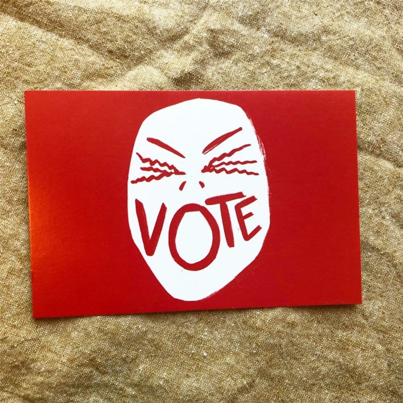 Scream Vote, get out the vote, political postcards, write your representatives--Greeting Card