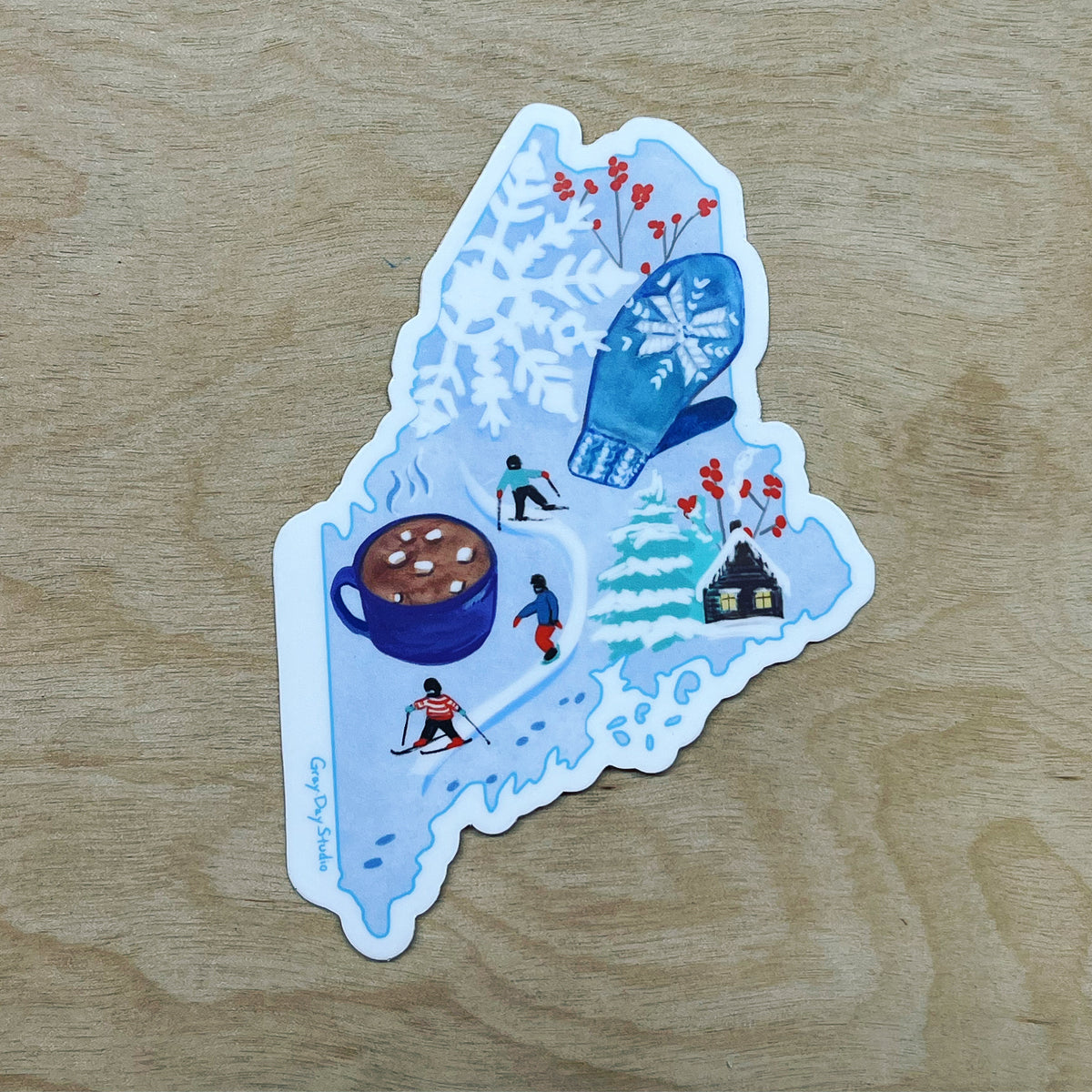 Winter in Maine sticker, state of Maine- Stickers &amp; Magnets