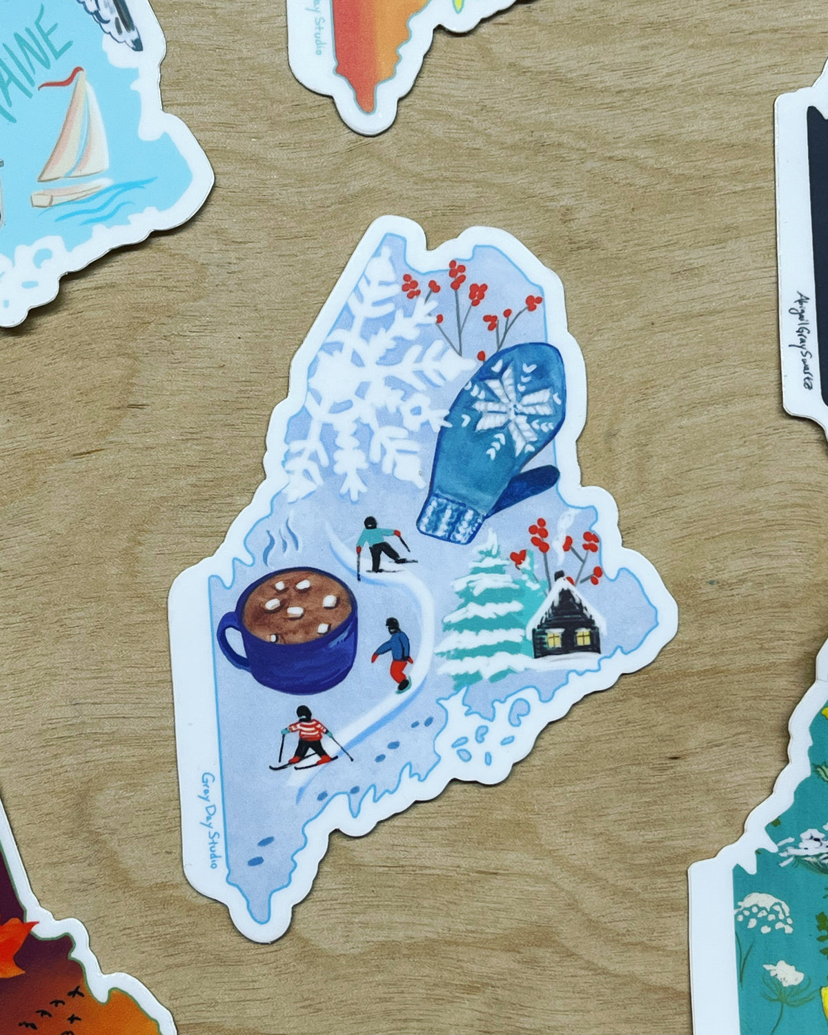 Winter in Maine sticker, state of Maine- Stickers &amp; Magnets