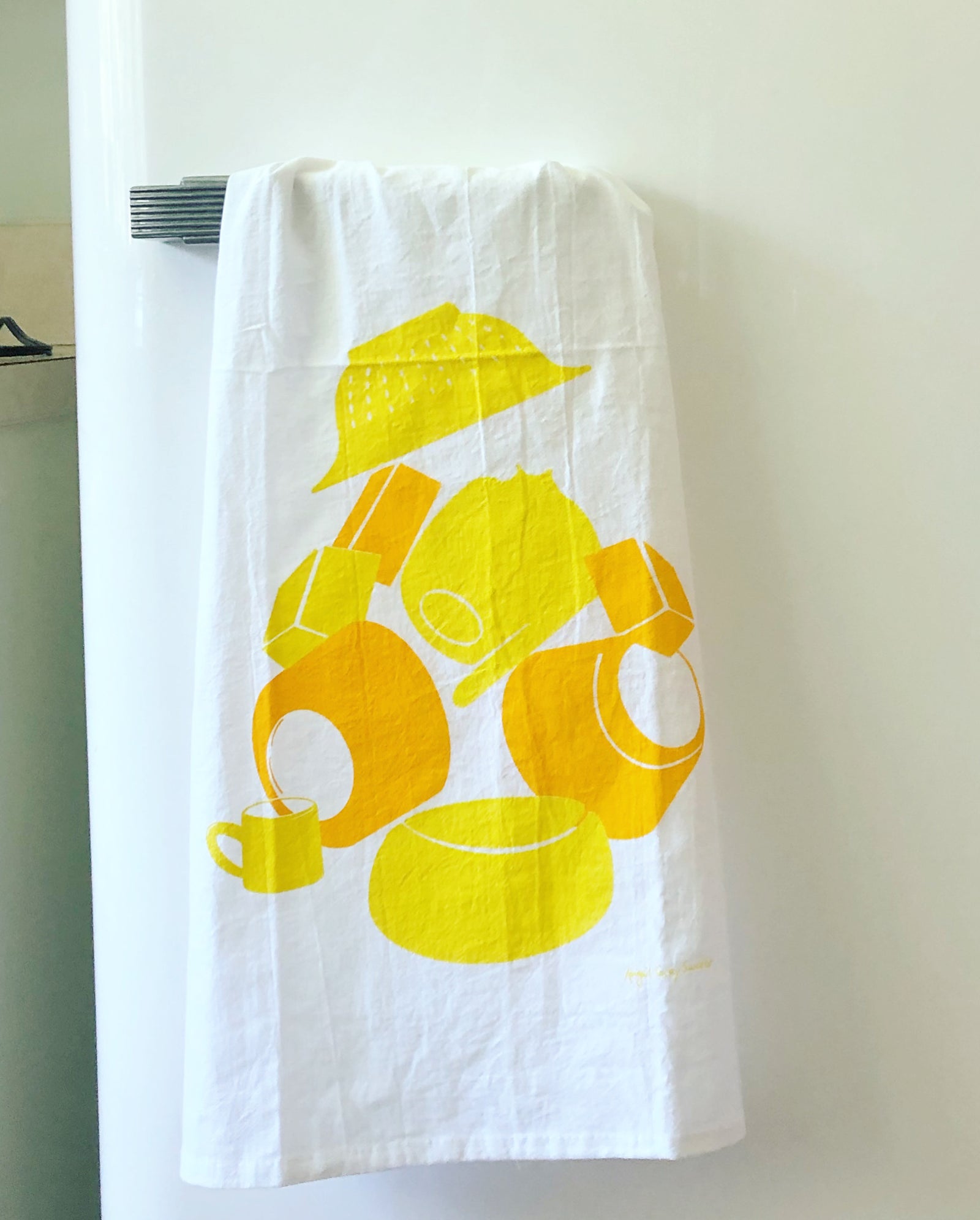 Gray Plaid and Mustard Yellow Tea Towels